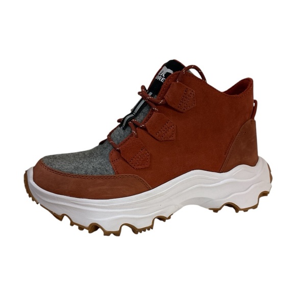 Sorel NEW Kinetic Breakthru Caribou WP Warp Red Chalk 8.5 Chunky Sole High - Picture 1 of 13